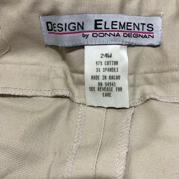 Design Elements Donna Degnan Womens Pants 24W Tan Wide‎ Waistband Pockets - Picture 4 of 5